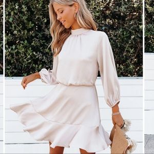 Never Worn, VICI TEXTURED SATIN DRESS - CHAMPAGNE